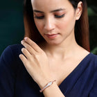 Chic Shine CZ Kada for Daily Glam. Rose gold-plated kada with cubic zirconia stones by Peora