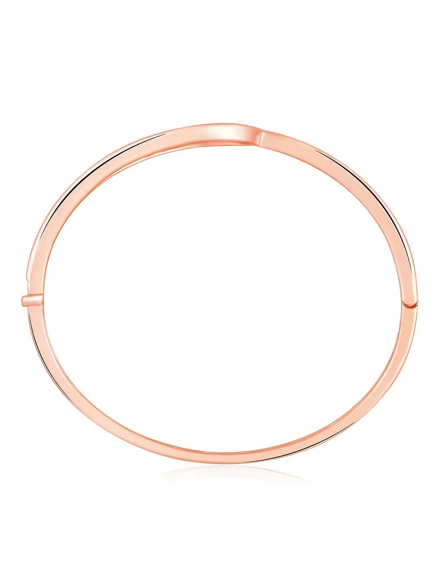 Chic Shine CZ Kada for Daily Glam. Rose gold-plated kada with cubic zirconia stones by Peora