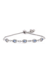 Adjustable Bracelet with Sparkling Stone in Silver - Blue featuring Cubic Zirconia & Crystals bracelets 
