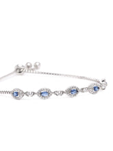 Adjustable Bracelet with Sparkling Stone in Silver - Blue featuring Cubic Zirconia & Crystals bracelets 
