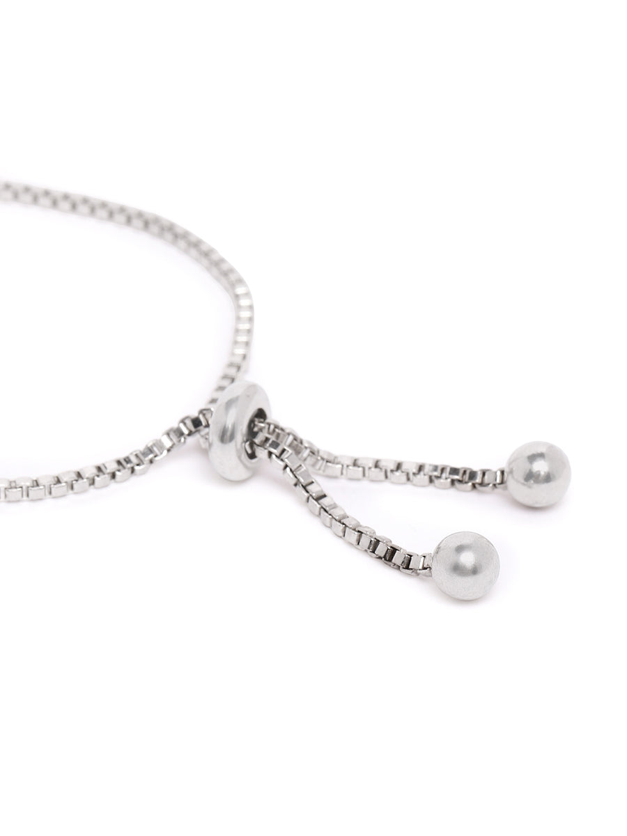 Adjustable Bracelet with Sparkling Stone in Silver - Blue featuring Cubic Zirconia & Crystals bracelets 
