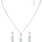 White necklace earrings set crafted from alloy, adorned with cubic zirconia & crystals for an elegant, timeless look | Peora
