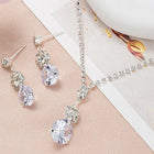 White necklace earrings set crafted from alloy, adorned with cubic zirconia & crystals for an elegant, timeless look | Peora
