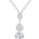 White necklace earrings set crafted from alloy, adorned with cubic zirconia & crystals for an elegant, timeless look | Peora
