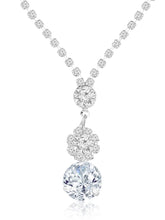 White necklace earrings set crafted from alloy, adorned with cubic zirconia & crystals for an elegant, timeless look | Peora
