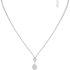 White necklace earrings set crafted from alloy, adorned with cubic zirconia & crystals for an elegant, timeless look | Peora
