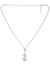 White necklace earrings set crafted from alloy, adorned with cubic zirconia & crystals for an elegant, timeless look | Peora
