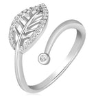 Leaf Motif CZ 925 Sterling Silver Ring