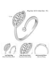 Leaf Motif CZ 925 Sterling Silver Ring