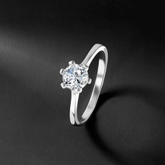 925 Sterling Silver CZ 6 Prong Solitaire Ring