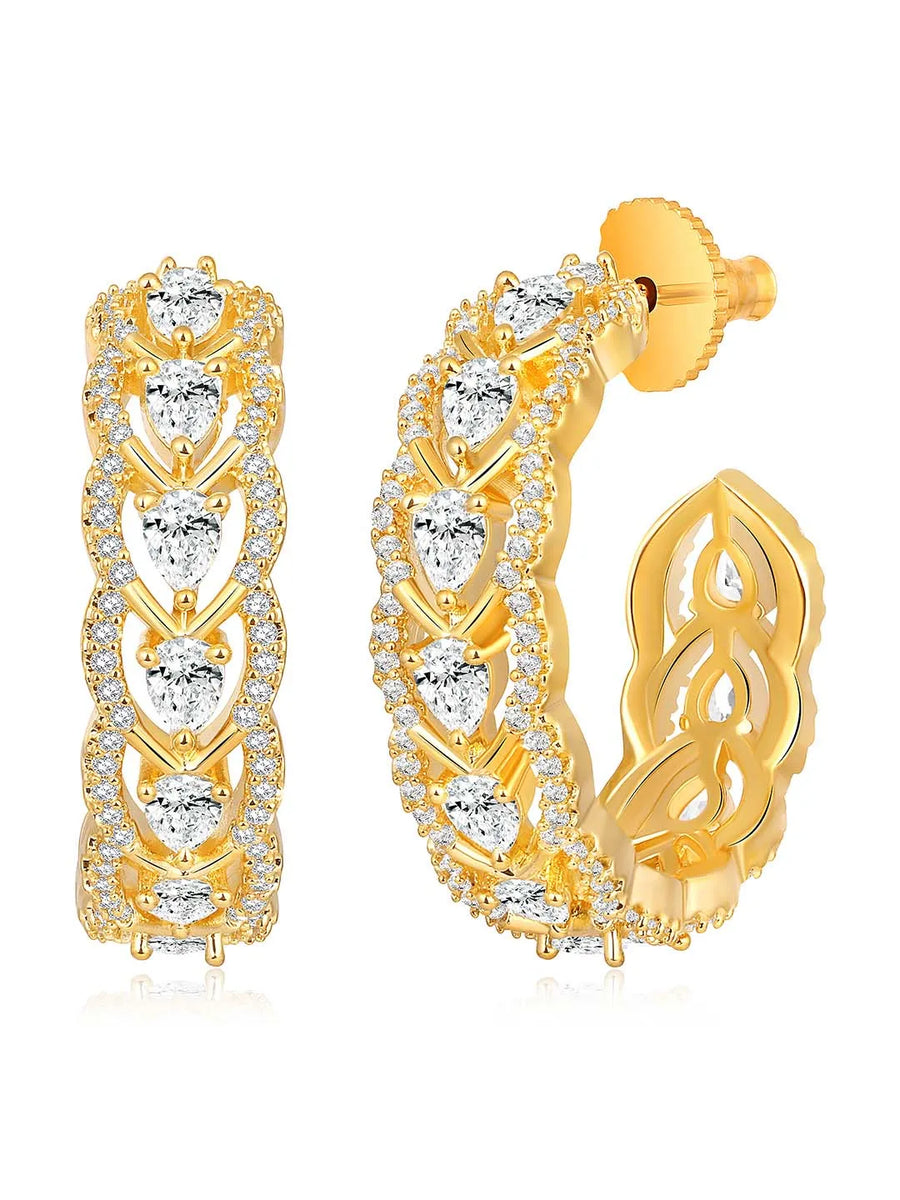 Sparkle & Shine CZ Hoop Earrings. Gold-plated hoop earrings with cubic zirconia stones from Peora.