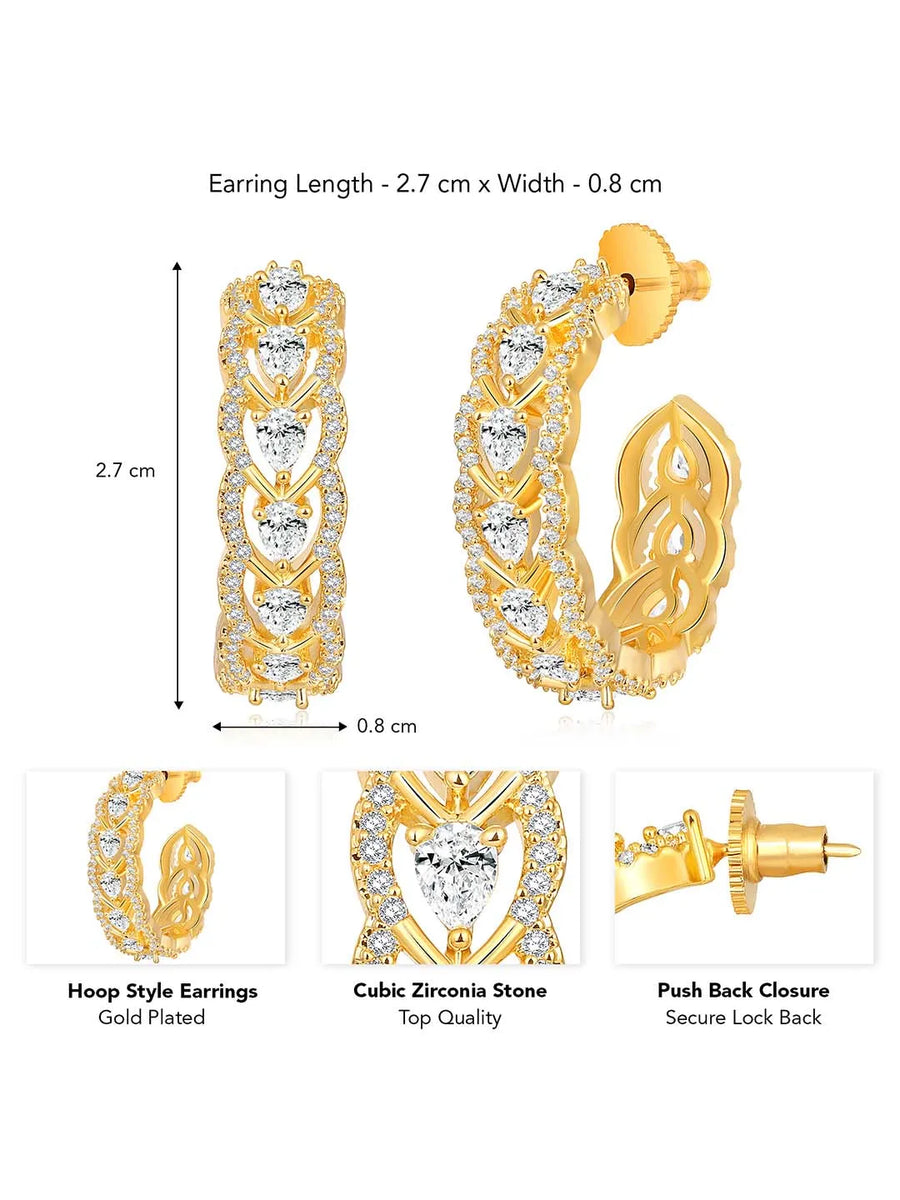 Sparkle & Shine CZ Hoop Earrings. Gold-plated hoop earrings with cubic zirconia stones from Peora.