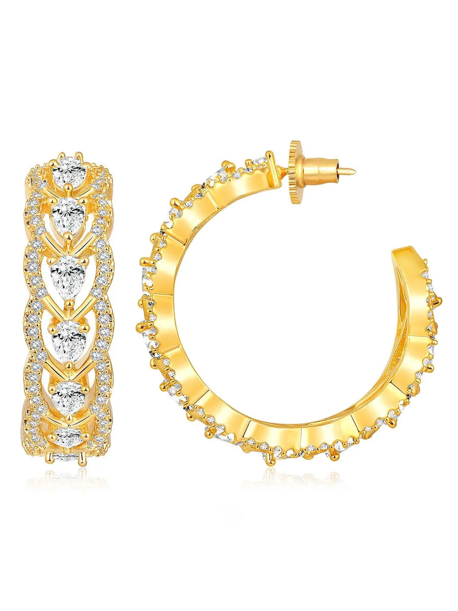 Sparkle & Shine CZ Hoop Earrings. Gold-plated hoop earrings with cubic zirconia stones from Peora.