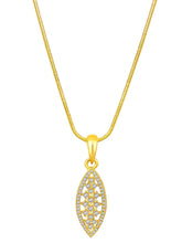 Leaf-Inspired Allure CZ Pendant Set by Peora. Gold-plated pendant set with leaf-inspired design & earrings.