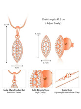 Leaf-Inspired Allure CZ Pendant Set by Peora. Rose gold-plated pendant set with leaf-inspired design & earrings.