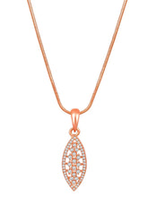Leaf-Inspired Allure CZ Pendant Set by Peora. Rose gold-plated pendant set with leaf-inspired design & earrings.