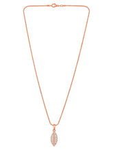 Leaf-Inspired Allure CZ Pendant Set by Peora. Rose gold-plated pendant set with leaf-inspired design & earrings.