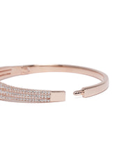 Sparkling Elegance CZ Slim Kada Bracelet  in Rose Gold featuring Cubic Zirconia kada bracelet  
