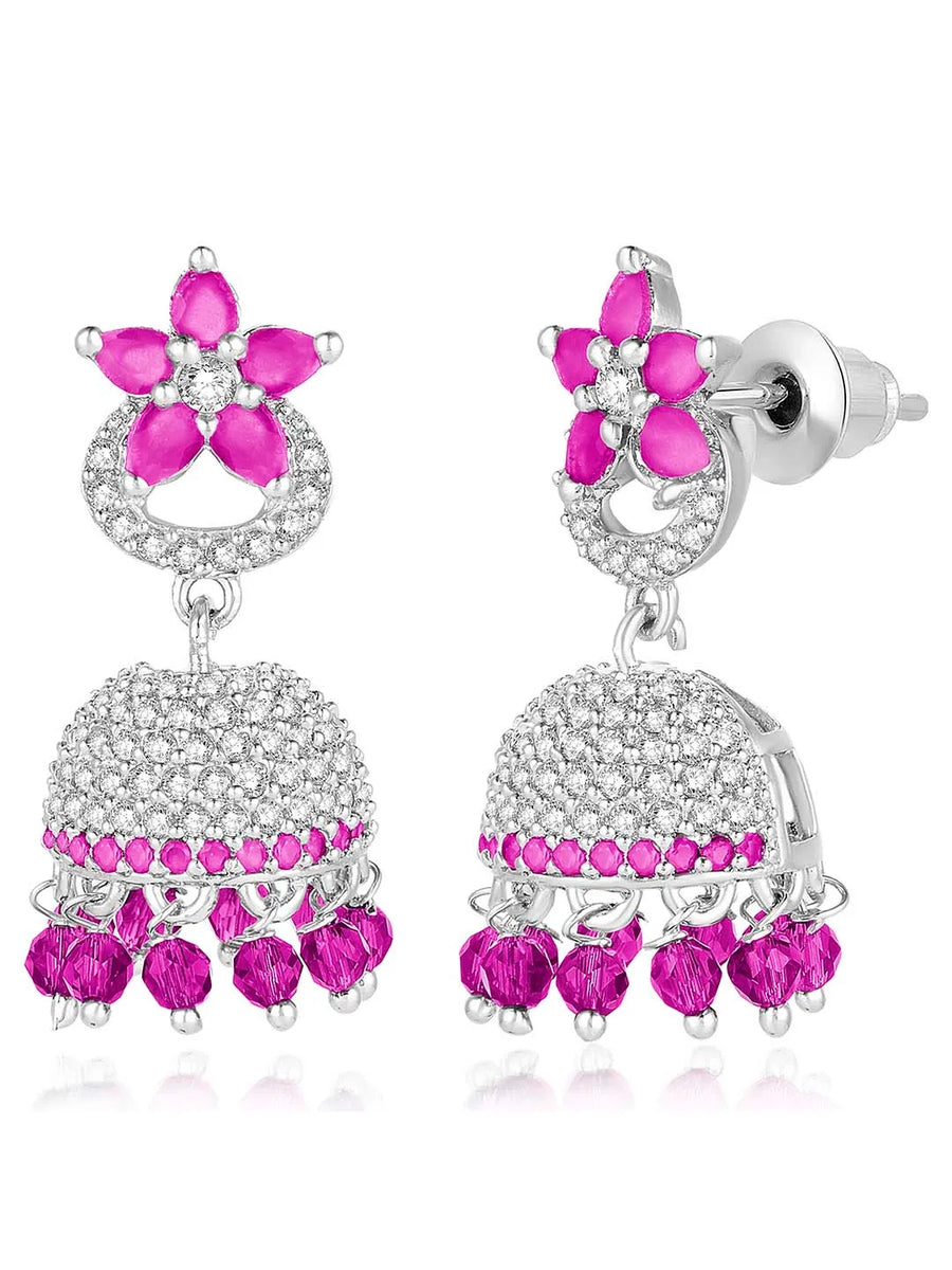 CZ Jhumki Earrings – Traditional CZ Jewelry by Peora


