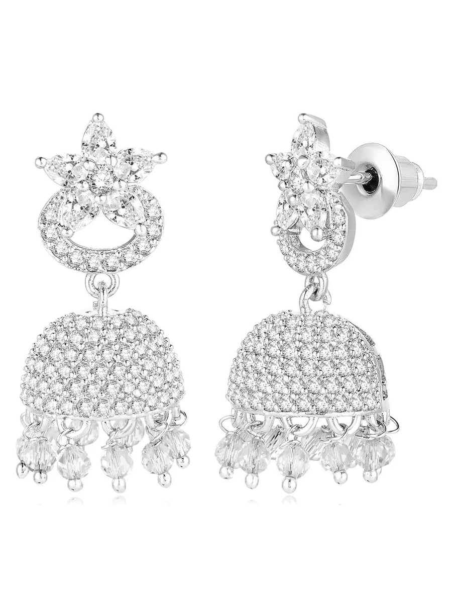 CZ Jhumki Earrings – Traditional CZ Jewellery by Peora