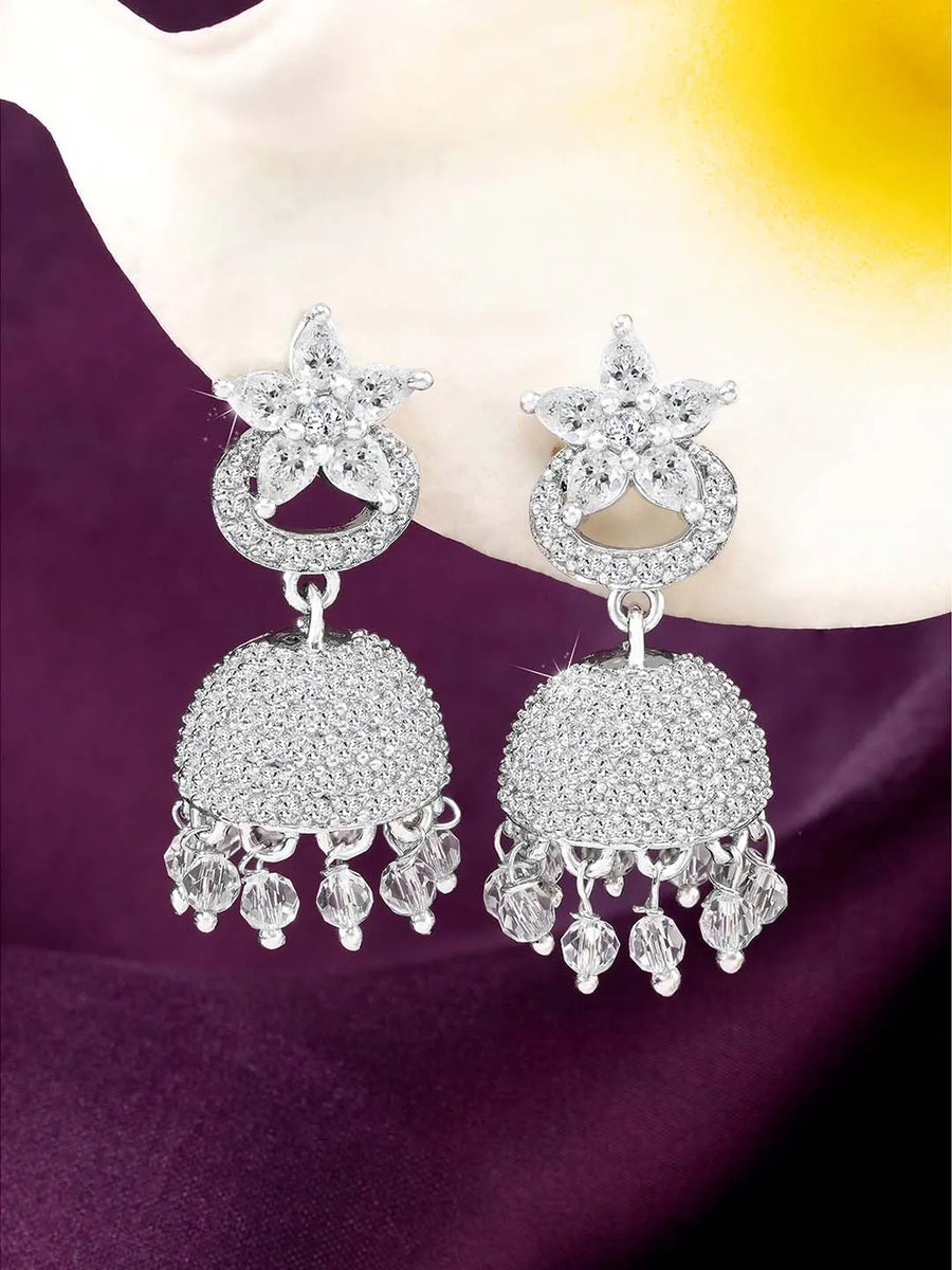 CZ Jhumki Earrings – Traditional CZ Jewellery by Peora