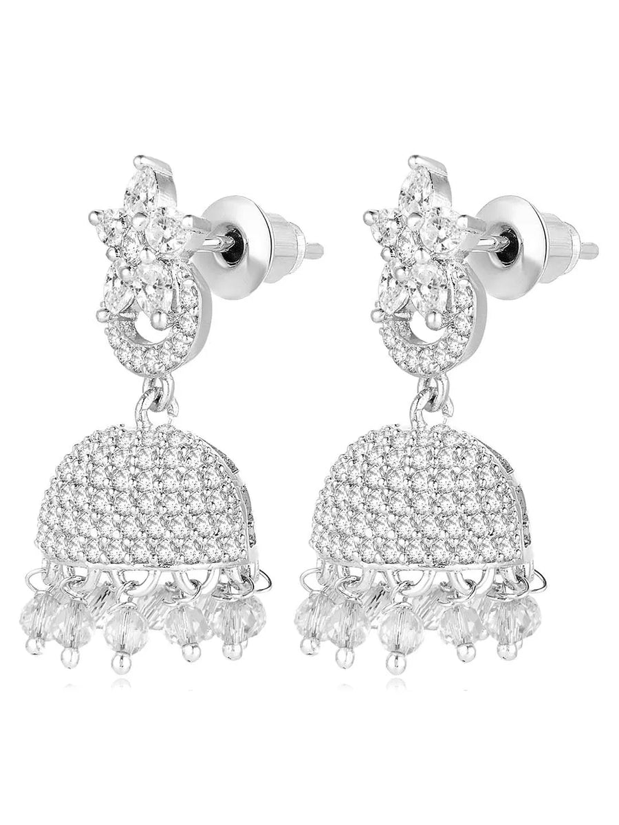 CZ Jhumki Earrings – Traditional CZ Jewellery by Peora