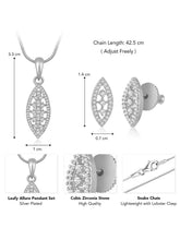 Leaf-Inspired Allure CZ Pendant Set by Peora. Silver-plated pendant set with leaf-inspired design & earrings.