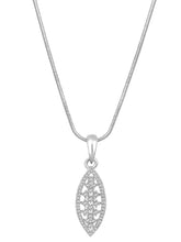 Leaf-Inspired Allure CZ Pendant Set by Peora. Silver-plated pendant set with leaf-inspired design & earrings.