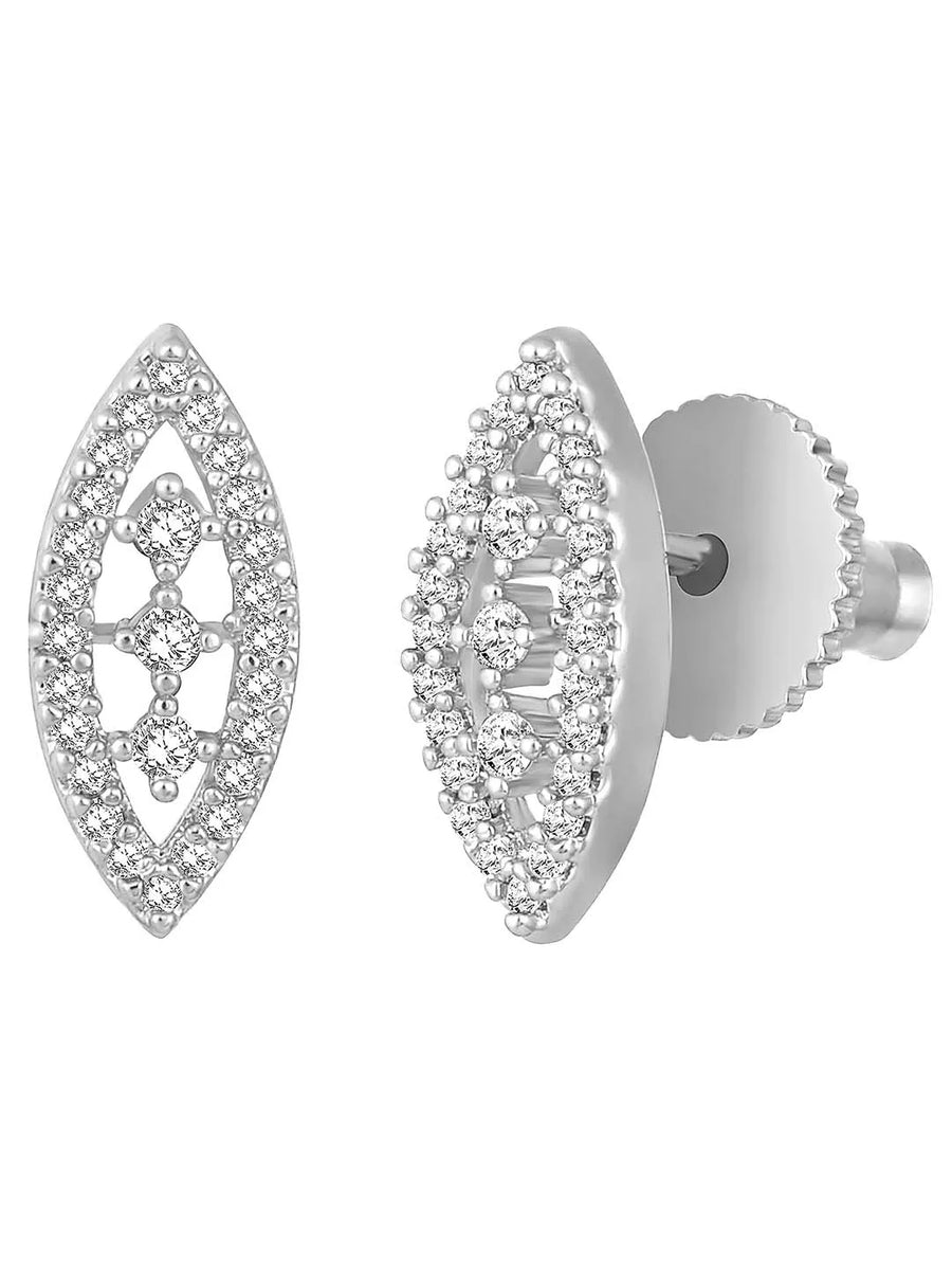 Leaf-Inspired Allure CZ Pendant Set by Peora. Silver-plated pendant set with leaf-inspired design & earrings.