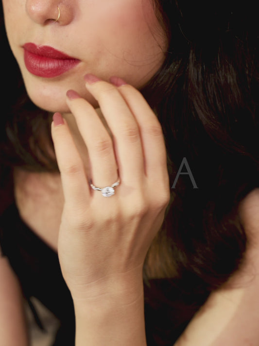 Adjustable CZ Solitaire 925 Silver Ring