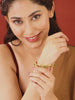Heritage Style Floral Motif Bangle Set in Gold - Rani Pink Green featuring Faux Kundan bangle set 
