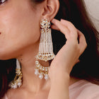 Pearl Crown Spark Dangle Earrings