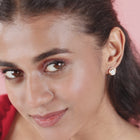 Gleaming Round CZ Stud Hoop Earrings