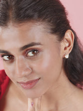 Gleaming Round CZ Stud Hoop Earrings