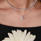 Shimmering CZ Necklace Set - Silver