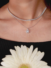Shimmering CZ Necklace Set - Silver
