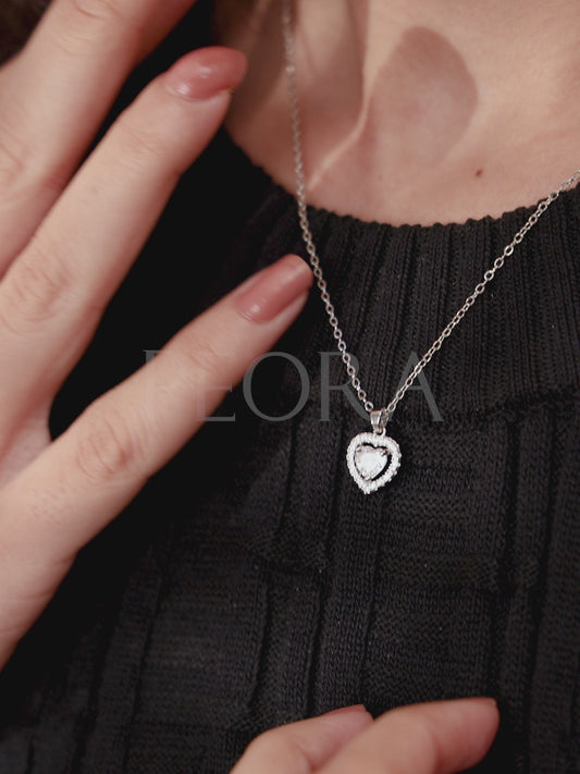 Radiant Sleek Sparkle CZ Necklace Set - Silver