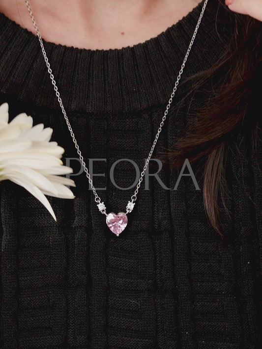 Heart CZ Pendant Chain Necklace