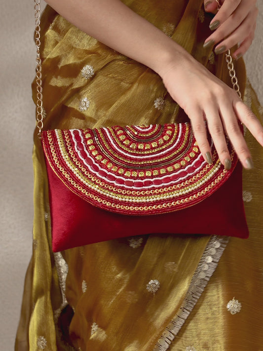 Stylish Evening Cocktail Clutch - Maroon