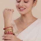 Glam Magenta Kundan Silk Bangles - Rani Pink