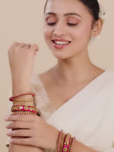 Glam Magenta Kundan Silk Bangles - Rani Pink