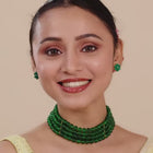 Classic Pearl Beaded Choker & Earrings - Green