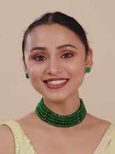 Classic Pearl Beaded Choker & Earrings - Green