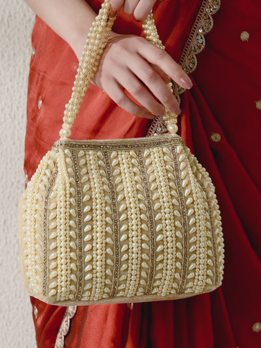 Traditional Pearl Cluster Potli Bag