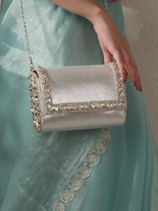 Shine Bright Sleek Sparkle Clutch - Silver