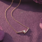 Peora Crystal Lightning Bolt Necklace - Rose Gold
