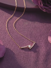 Peora Crystal Lightning Bolt Necklace - Rose Gold