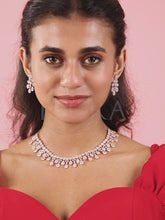 CZ Teardrop Halo Necklace Set - Rose Gold