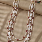 Gold Plated Pearl Heirloom Groom Necklace Maroon