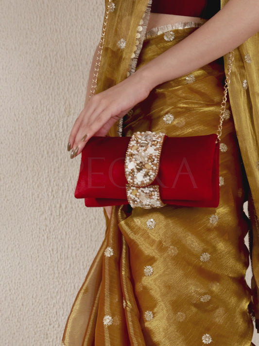 Fashionable Clutch Couture Purse - Maroon